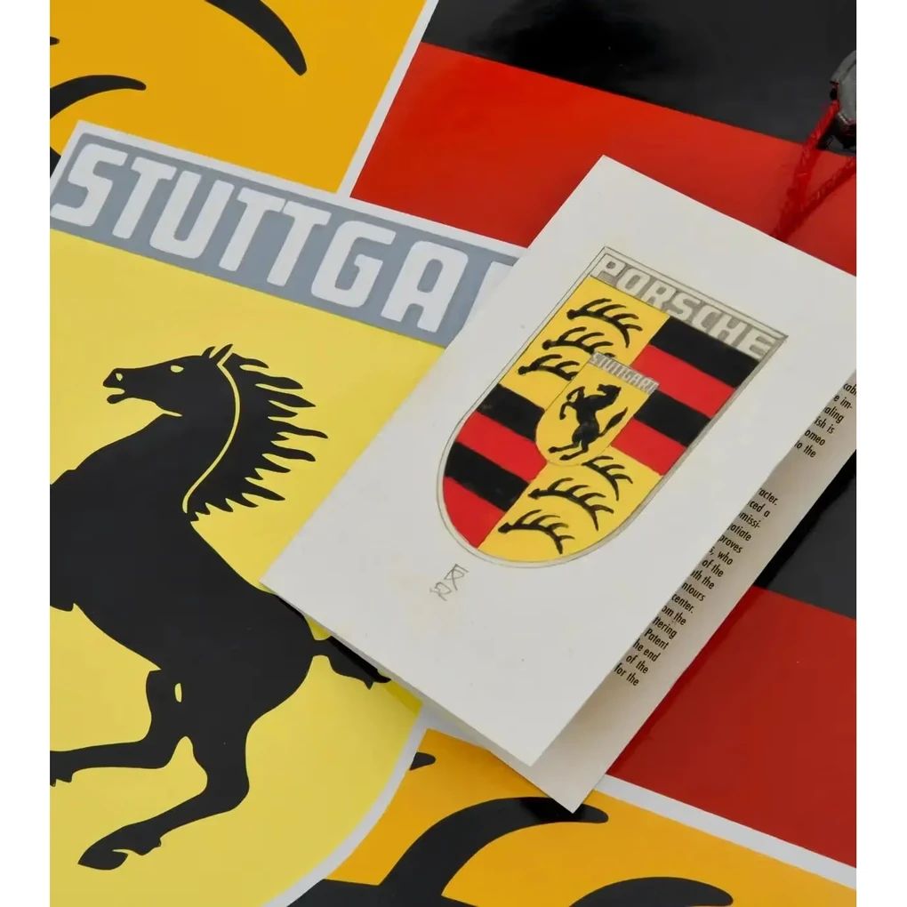 Emailleschild - Porsche Wappen